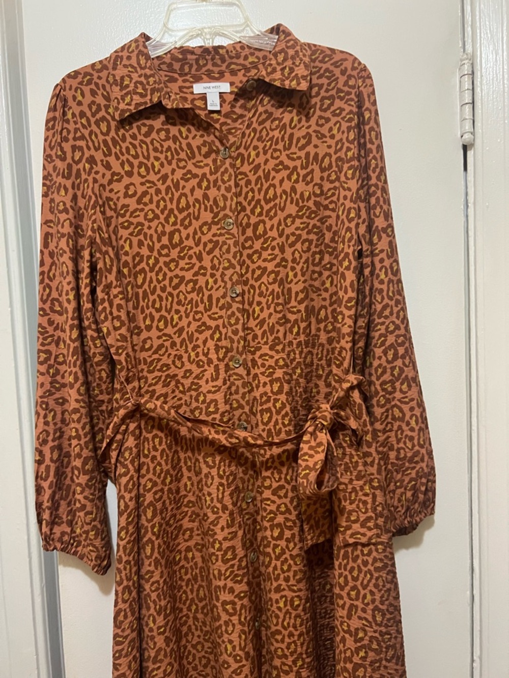 Nine West Brown and Yellow Leopard Print Top